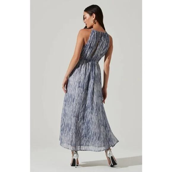ASTR the Label Cutout Halter Dress Blue Snake Size M - Picture 3 of 9